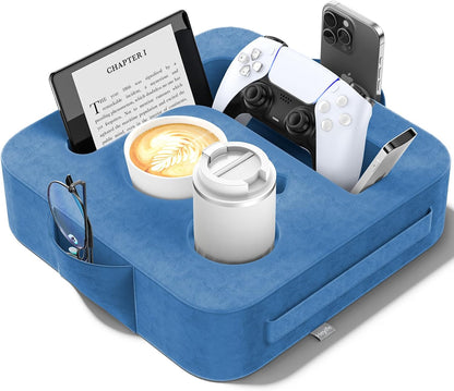 Couch Cup Holder Pillow, Sofa and Bed Caddy for iPad, Kindle, Switch, Game Controller, Remotes, Phones, Small-Sized Cup & Drink Holder for Couch, Bed, Desk, Car, Beach, Bathroom Cup Holder