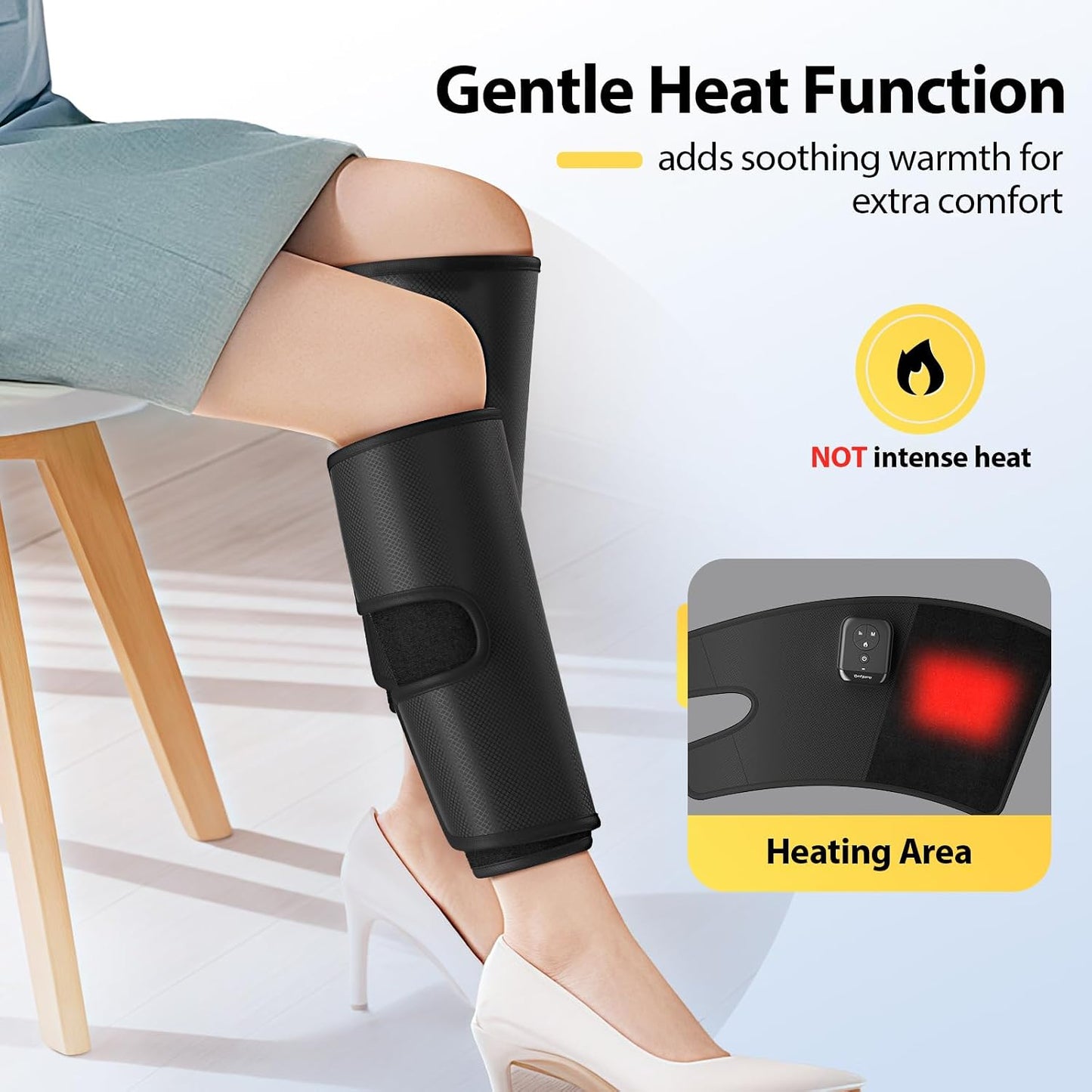 Comfytemp Cordless Air Compression Calf Massager with Heat (Fit 13"~18") | Recovery for Varicose Veins, RLS, Portable Leg Compression Massager for Circulation and Pain Relief, Ideal for Men Women