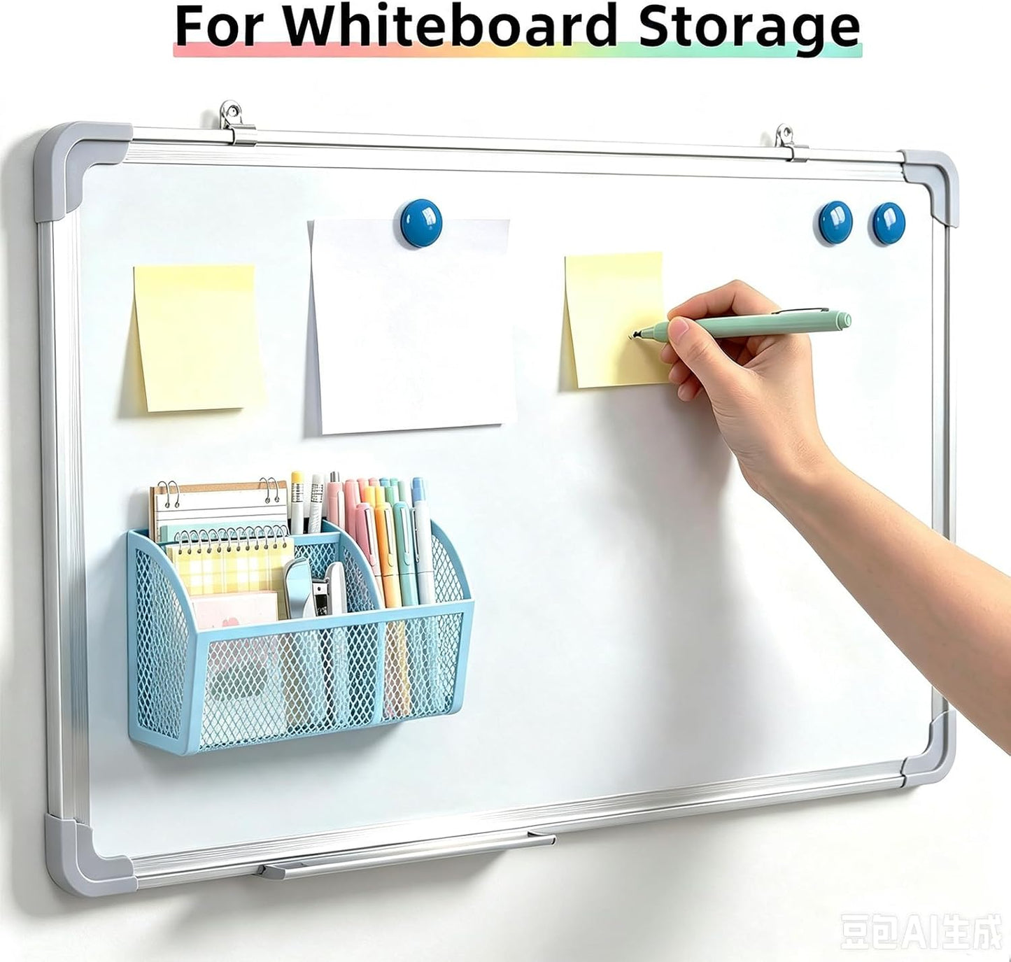 Magnetic Pencil Holder, Magnetic Organizer for Locker Accessories, Black | Mesh Marker Holder with Strong Magnets and 3 Compartments for Whiteboards Refrigerators and Magnetic Lockers