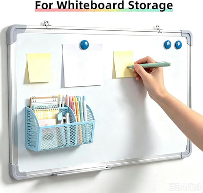 Magnetic Pencil Holder, Magnetic Organizer for Locker Accessories, Black | Mesh Marker Holder with Strong Magnets and 3 Compartments for Whiteboards Refrigerators and Magnetic Lockers
