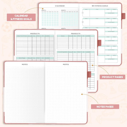 Food Journal & Workout Log Book, 90 Day Fitness Journal Tracker Diary