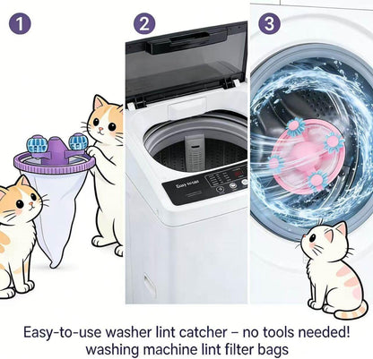 Pet Hair Catcher for Laundry, 4-Pack Floating Lint Remover | Non-toxic durable material,reusable design,prevents drain clogging,fits most fabrics,effortless rinse cleaning for pet owners