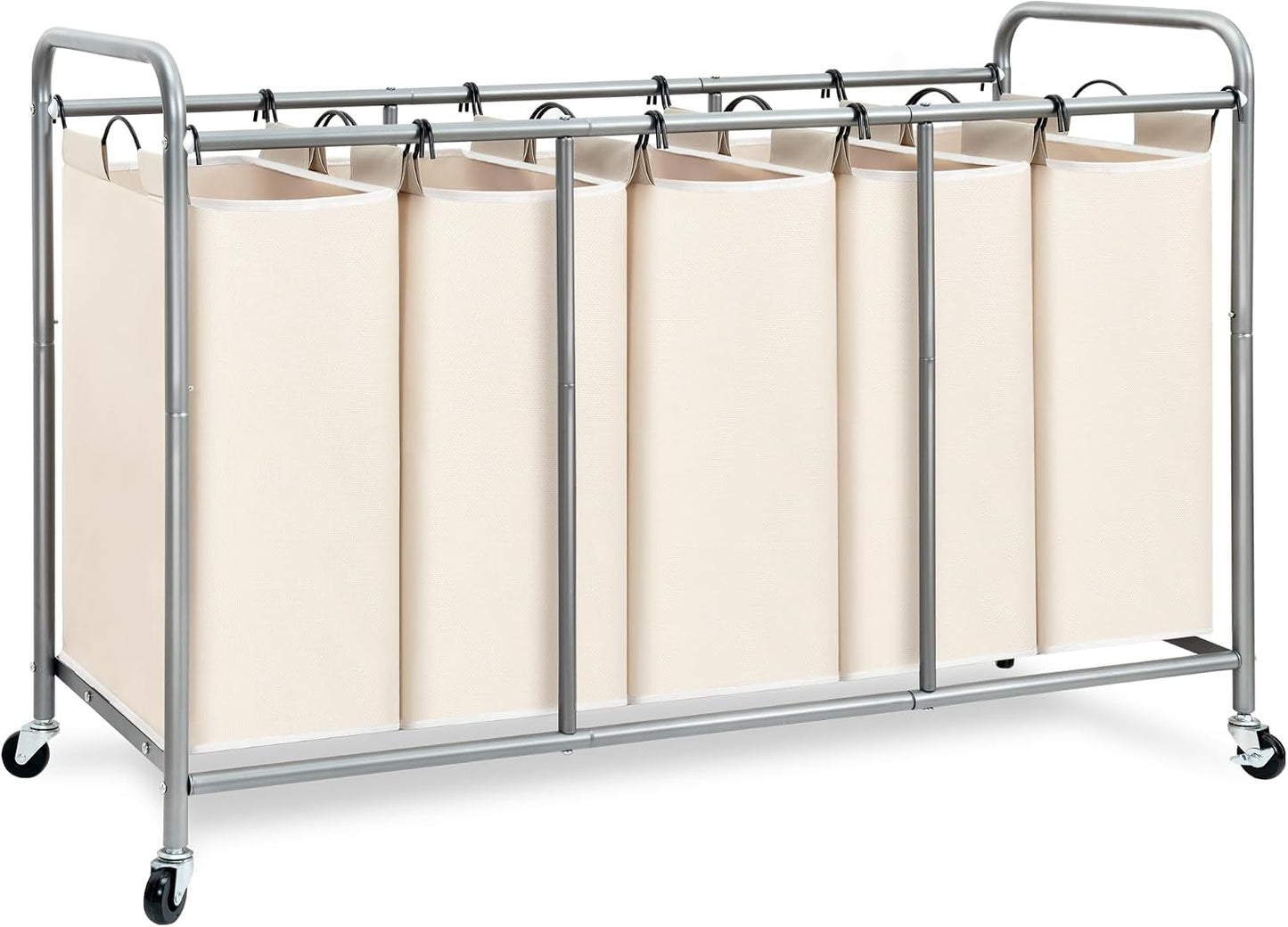 STORAGE MANIAC 3 Section Laundry Sorter, 35.6 Gal (135 L) Laundry Hamper Cart with Heavy Duty Rolling Lockable Wheels and Removable Bags, Clothes Organizer Basket Separator Hamper, Gray