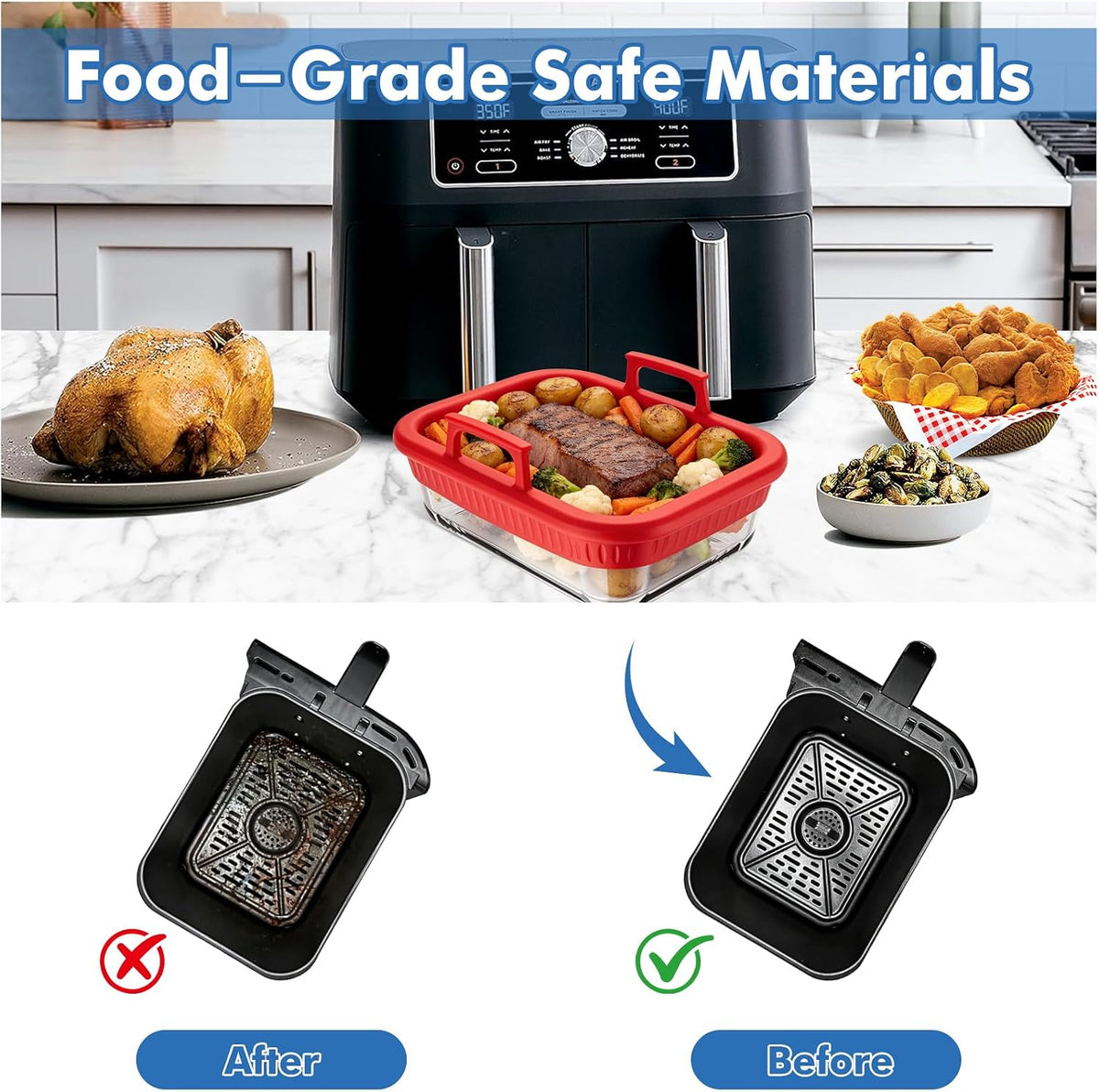 Air Fryer Accessories for Ninja Foodi DZ401, DZ550, SL401, SL451 10Qt