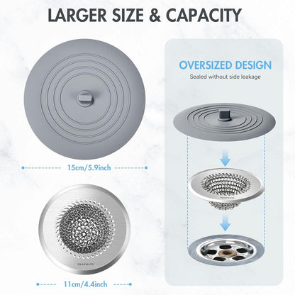 TRAPMATE Shower Drain Hair Catcher, 4.4" Anti-Clogging Bathtub Drain Cover | Easy Flip Cleaning, Traps Hair with Fast Drainage, Anti-Slip Drain Protector Fits Regular & Pop-up Drains (Patented Product)