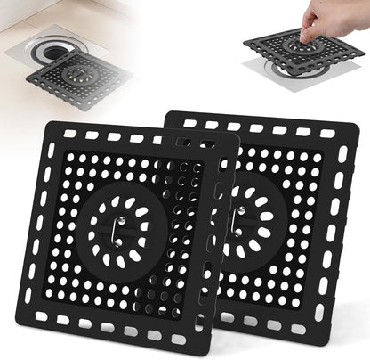 Hibbent Upgraded Shower Drain Hair Catcher for Bathroom Floor 4" Drain, Anti-Clogging Shower Drain Cover, Stainless Steel & Silicone Drain Strainer with Handle, Shower Drain Protector, Grey