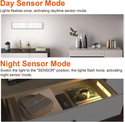 Diomart Motion Sensor Under Cabinet Lighting, RGB Rechargeable, 4 Pack | 58 LEDs,15 RGB colors. Remote & motion sensor dual control. Dimming, Auto-off timer