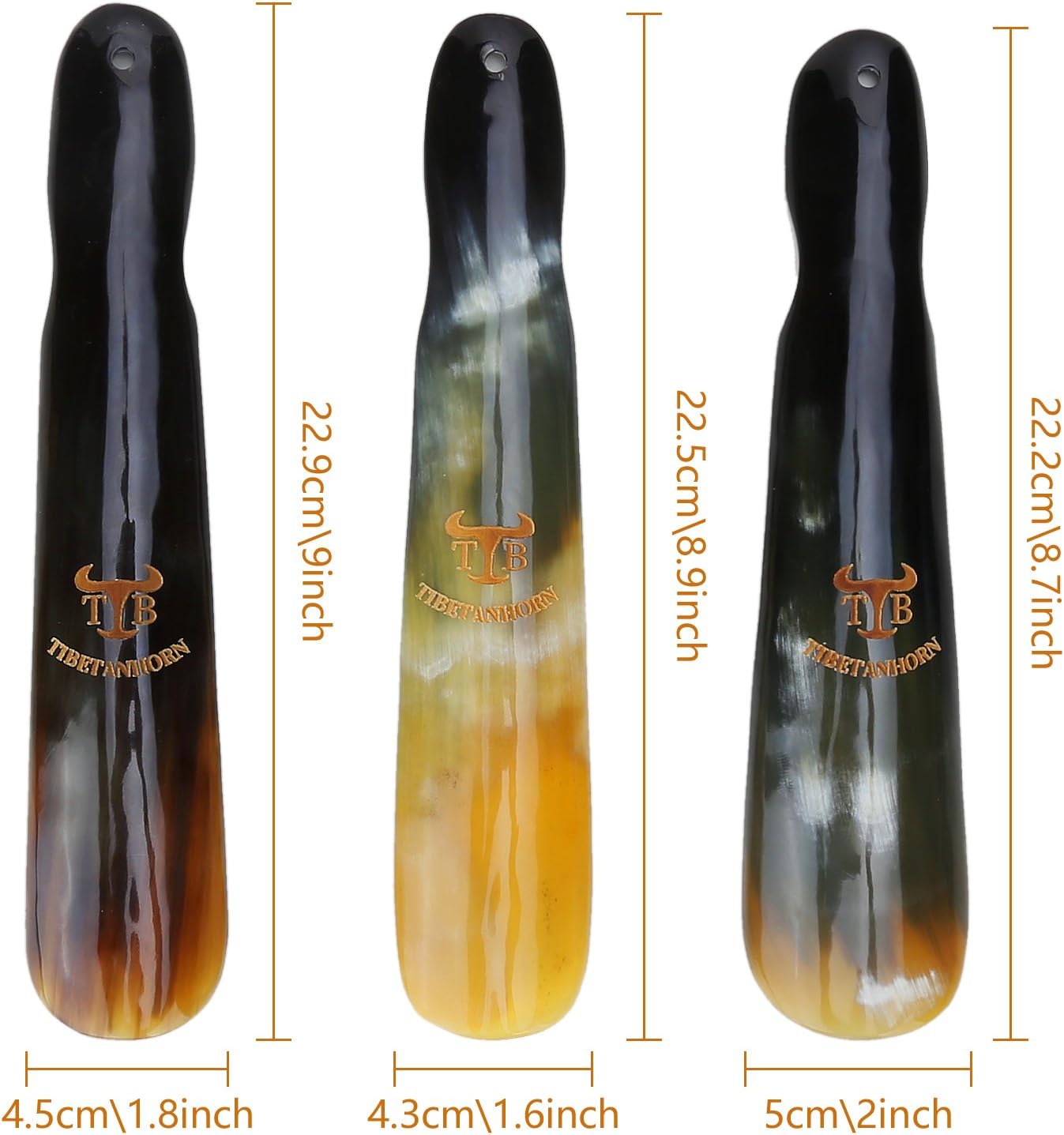 Handcrafted Natural Tibetan Yak Horn Shoe Horn(8.7" to 9.4") | Shoe Spoon for Men Women, Travel Size Shoe Helper for Boots and All Shoes, with Gift Box