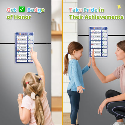 Upgraded Slider 4 in 1 Reward Chart for Kids, Reusable Bedtime/Morning/Daily Routine Chart for Kids, Magnetic Chore Chart for Kids Toddlers, Sticker Chart for Kids Behavior Chart for Kids at Home