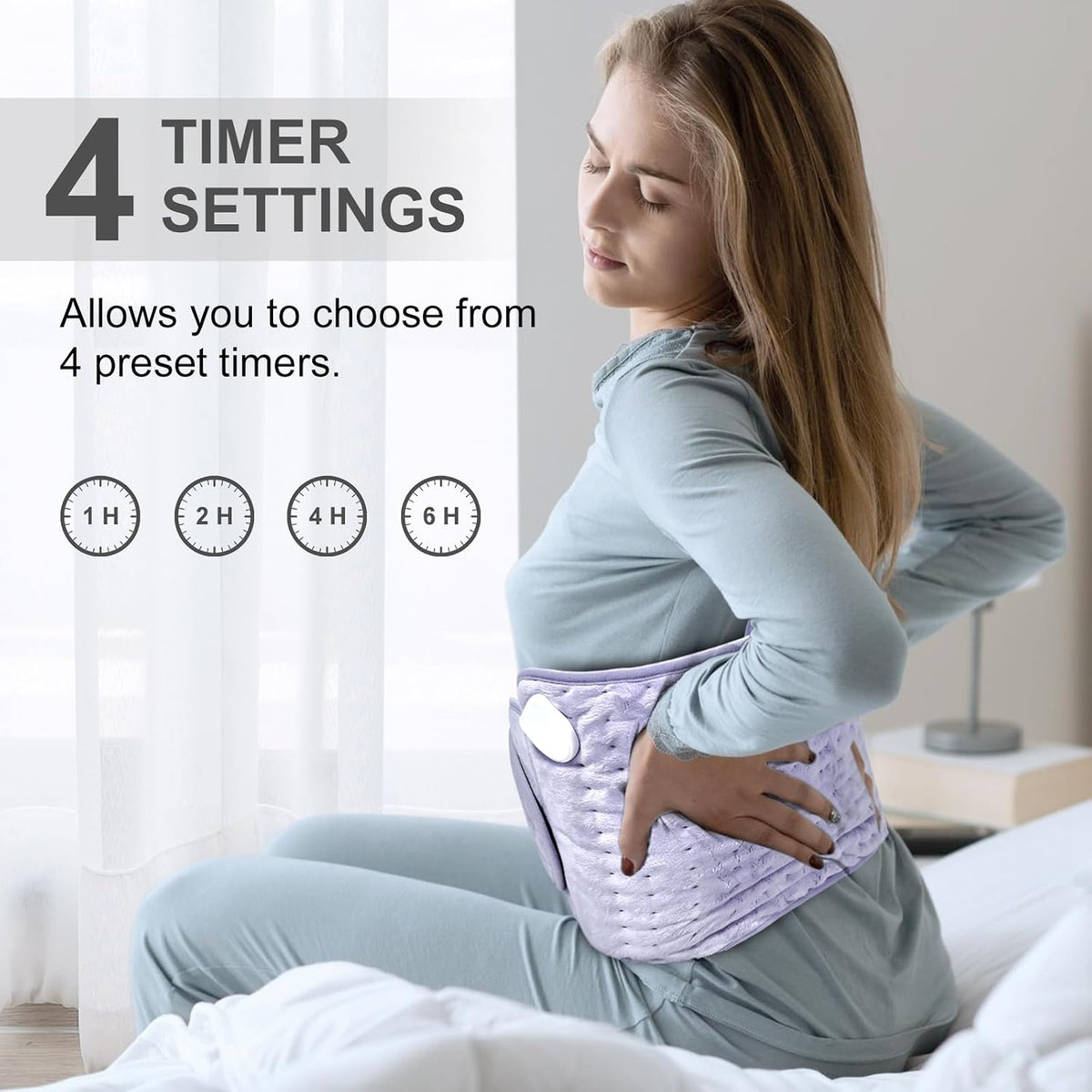 Heat Pad for Back Pain Relief Electric Heating Pads with 6 Temperatures Soft Detachable Heat Pad for Man Women (Gray)