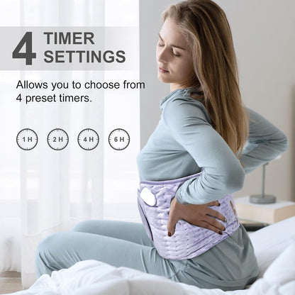 Heat Pad for Back Pain Relief Electric Heating Pads with 6 Temperatures Soft Detachable Heat Pad for Man Women (Gray)