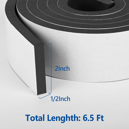 Kikerike Self Adhesive Foam Tape Weatherstrip 1/2In x 1/4In x 42Ft High Density Foam Insulation Strips Seal Weather Stripping with Strong Adhesive for Door and Window Sound Isolation Soundproofing