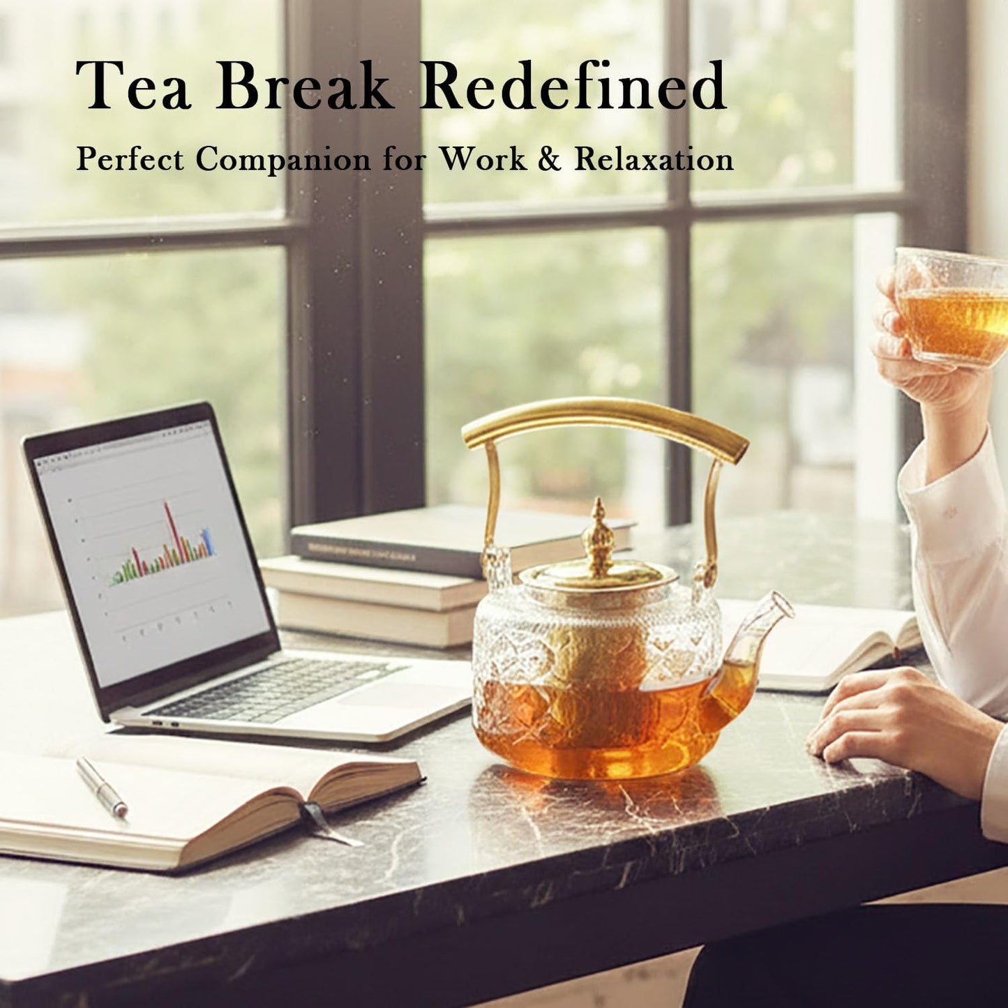 High Borosilicate Glass Teapot, 36 oz Thickened Heatproof Glass Teapot with Removable Stainless Steel Infuser and Lid, Stovetop Safe Tea Kettle, Hand Crafted Kettle, for Women and Adult