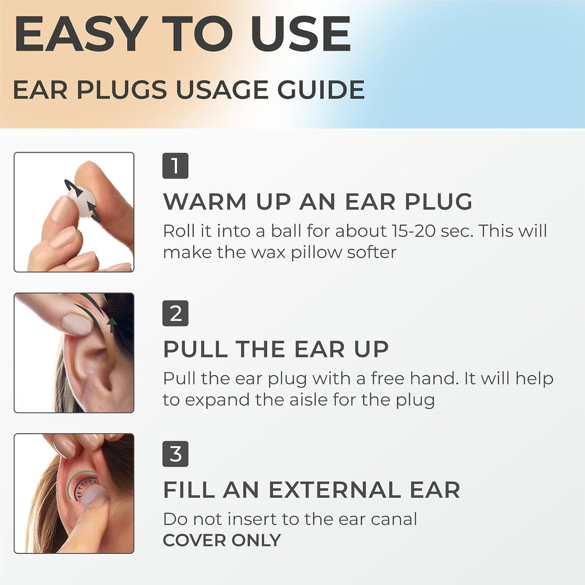 PQ Wax Ear Plugs for Sleep - 6 Silicone Wax Earplugs for Sleeping and Swimming - Gel Ear Plugs for Noise Cancelling, Ear Protection - Sleeping Earplugs with Sound Blocking (6-Pillows). Beige