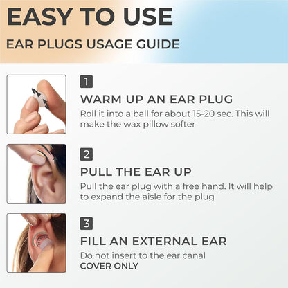 PQ Wax Ear Plugs for Sleep - 6 Silicone Wax Earplugs for Sleeping and Swimming - Gel Ear Plugs for Noise Cancelling, Ear Protection - Sleeping Earplugs with Sound Blocking (6-Pillows). Beige