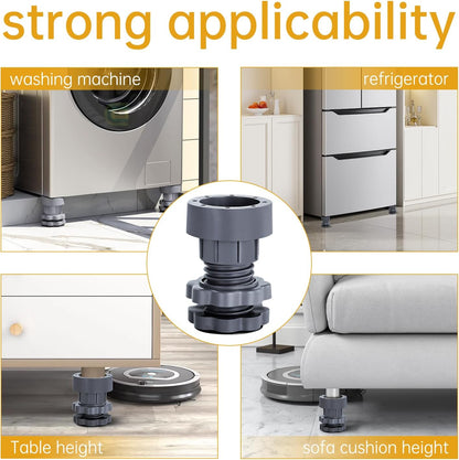 4PCS Height Adjustable Anti Vibration Pads for Washing Machine | Shock & Noise Cancelling, Anti-Scratch Floor Protector, TPU Resin, Heavy Duty, Tool-Free, Fits Washer Dryer Furniture Legs