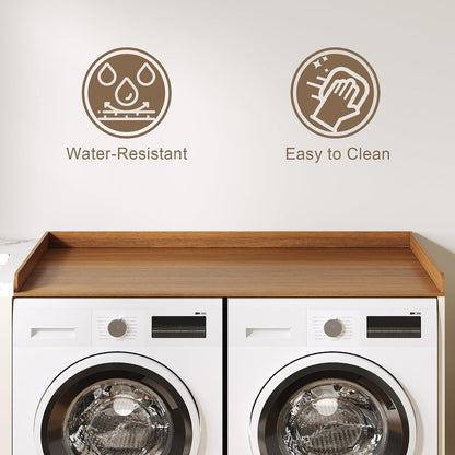 ChooChoo Washer Dryer Countertop, Adjustable Shelf, 2-Tier | Laundry Room Topper, Spacious Storage, For Folding Clothes & Efficient Organization, Walnut