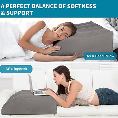Inflatable Leg Elevation Pillow for After Surgery, Portable Wedge with Adjustable Height, Flocked Surface, for Sleeping, Travel, and Home Use