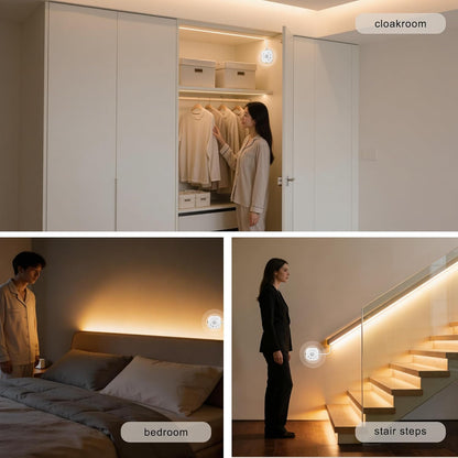 AXMOTUT Motion Sensor COB LED Strip Lights with Remote, 24V 9.84ft Natural White Dimmable LED Light Strips, High Bright 4000K LED Lights with Power Supply for Room, Kitchen, DIY Home Decoration