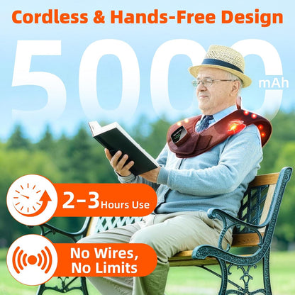 Red Light Therapy Neck Shoulder Wrap, 108 LEDs Cordless Heating Pad | Lightweight wearable fabric, for neck shoulder upper back, 660nm 850nm near infrared light therapy, heat massage relaxation