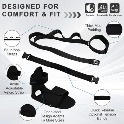 Knee Replacement Recovery Aids, Leg Stretcher Strap Kit | Adjustable Foot Cradle with 0 lb and 5 lb Resistance Bands, Range of Motion Training for Hip and Knee Exercises, Storage Bag