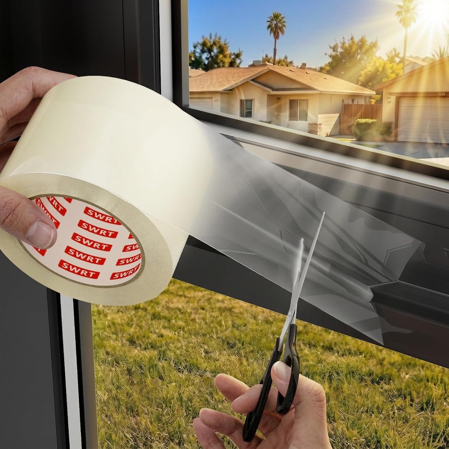 SWRT 2" x30YD 8Mil Window Sealing Tape No Residue | 8 mil thick, heavy duty, transparent, Window seal kit for summer heat, Window insulation in summer, Sealling window AC units,