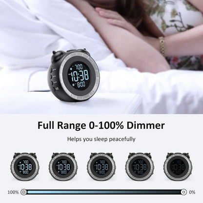 uscce Loud Dual Alarm Clock with Powerful Adjustable Bed Shaker