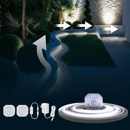 Motion Sensor LED Strip Lights - Chasing Effect Auto ON/Off for Stairs, Bedroom, Under Cabinet - 16.4ft White, Intelligent Motion Sensor Stair Lights