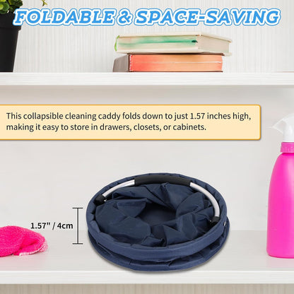 17L Cleaning Caddy with Handle & 6 Pockets, Foldable Cleaning Supply | Portable Shower Caddy, 600D Oxford Fabric Storage Basket for Home, Camping, Gardening, Bathroom