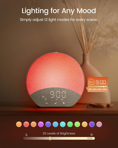Glocusent Sunrise Alarm Clock with Sound Machine, Alarm Clock for Sleeper