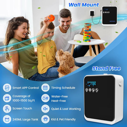 Waterless Essential Oil Diffuser,House Scent Air Diffusers for Home Hotel | with APP Control(Auto Timer) & Touch Screen(Adjust Level) |250ml,1500 sq.ft,Whole House Oil Diffuser.Large Room,Quiet(Black)