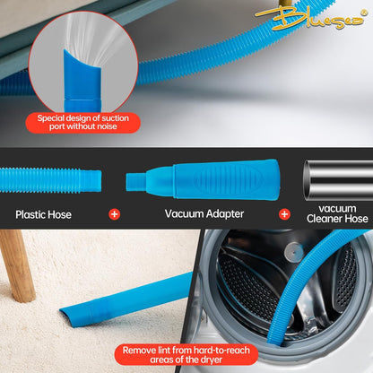 Bluesea 7 Pieces 20 Feet Dryer Vent Cleaner Kit, Reinforced Nylon Dryer Vent Cleaning Kit, Durable Dryer Vent Brush Vacuum Attachment with Flexible Lint Trap Brush, Vacuum & Dryer Adapters