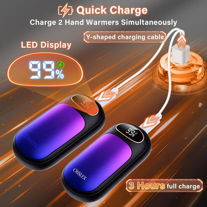 CRISLEX Electric Hand Warmers Rechargeable 2 Pack, 4 Levels Fast Heat, Reusable Hand Warmers with LED Display, Portable Magnetic Pocket Heater, Gifts for Christmas, Men, Women, Raynauds, Hunting, Golf