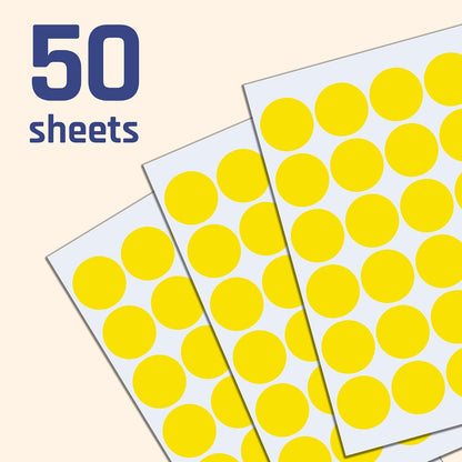 1" Round Colored Dot Stickers Labels - 6 Colors
