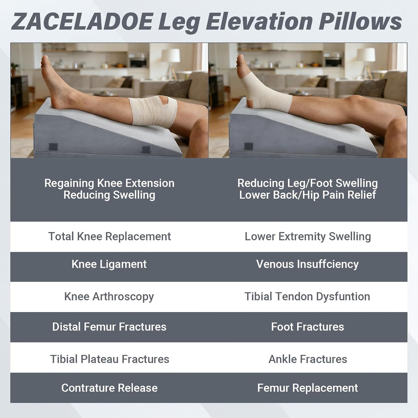Leg Elevation Pillows for After Surgery, Adjustable Height Knee Surgery Recovery Equipment, Knee Replacement Recovery Aids for Hip Ankle Pain Relief Patent Pending