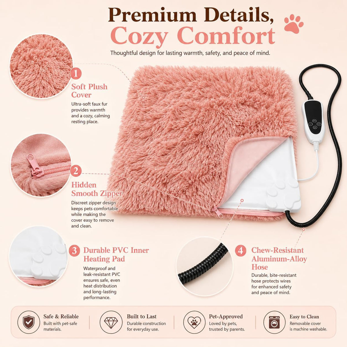 GOLOPET Cat Heating Pad with Normally Open Function，UL Dual Certification
