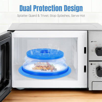 2 in 1 Microwave Splatter Cover Food, Microwave Silicone Mat Place Holders for Multi-use, Silicone Trivet, Pot Holders, Drying, Baking, Utensils Rest for Kitchen Counter Mat