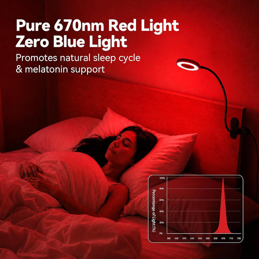 Clip On Reading Light for Bed, 670nm Red Light