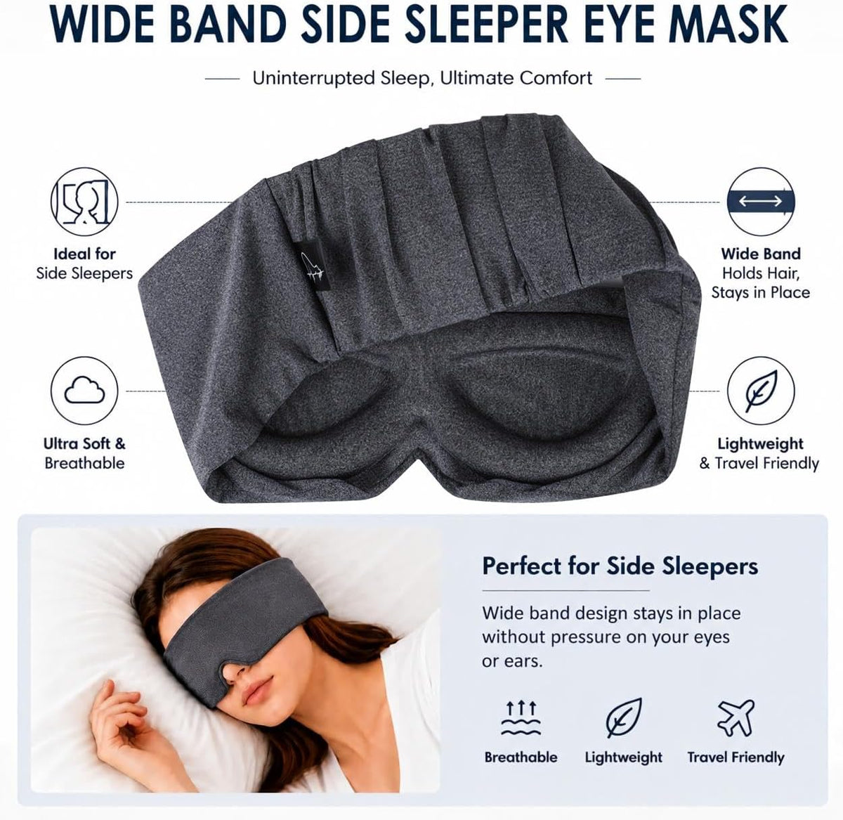 ALASKA BEAR Memory Foam Sleep Mask, Contoured Eye Cups for Women Men, Blue