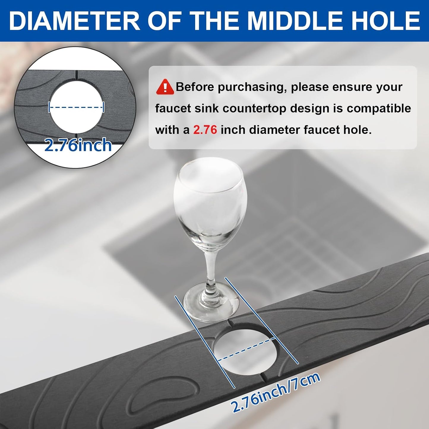 2 Pcs Faucet Mat for Kitchen Sink 15.74”×3.94” Diatomite Quick Dry Sink Splash Guard Absorbent Kitchen Stone Sink Tray Faucet Splash Guard for Bathroom Counter