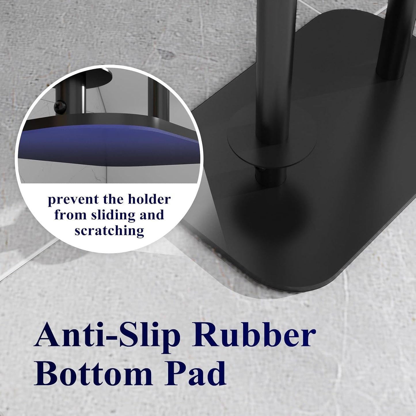 Kitsure Metal Toilet Paper Holder Free Standing, Medium, Black | Rustproof Toilet Paper Stand for 4 Rolls, Bathroom Organizers and Storage with Anti-Slip Base and Plastic Shelf