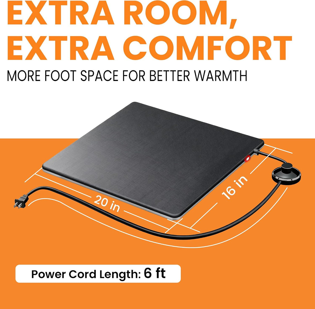 Under Desk Heated Foot Warmer Mat, Desk Heating Pad for Office/Home, Dual-Side Warmth, Foot Pedal On/Off, 70W Energy-Saving, Splashproof Office Heating Pad