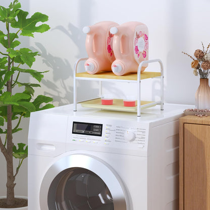 Laundry Detergent Holder & Organizer with Drip Tray, Soap Dispenser & Storage Stand for Laundry Room, Kitchen, Bathroom, White