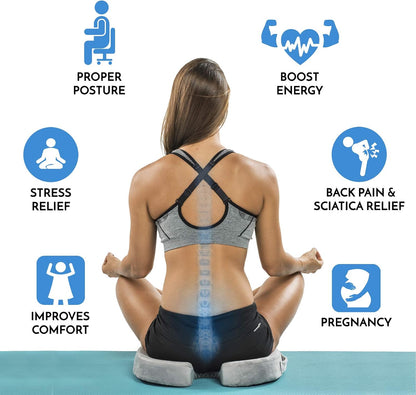 ComfiLife Premium Comfort Seat Cushion - Non-Slip Orthopedic 100% Memory Foam Coccyx Cushion for Tailbone Pain - Cushion for Office Chair Car Seat - Back Pain & Sciatica Relief (Gray)