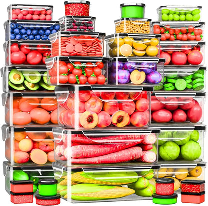 5 Pack Large Fruit Storage Containers for Fridge with Removable Colander | Plastic Food Storage Containers with Lids Airtight-Leak Proof Refrigerator Organizers and Storage of Vegetable