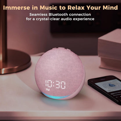 Sound Machine Alarm Clock for Bedroom: 25 Natural Sleep Sounds | White Noise Machine for Adults Kids Baby - Gentle Wake Up Alarm with Bluetooth Speaker - Putty