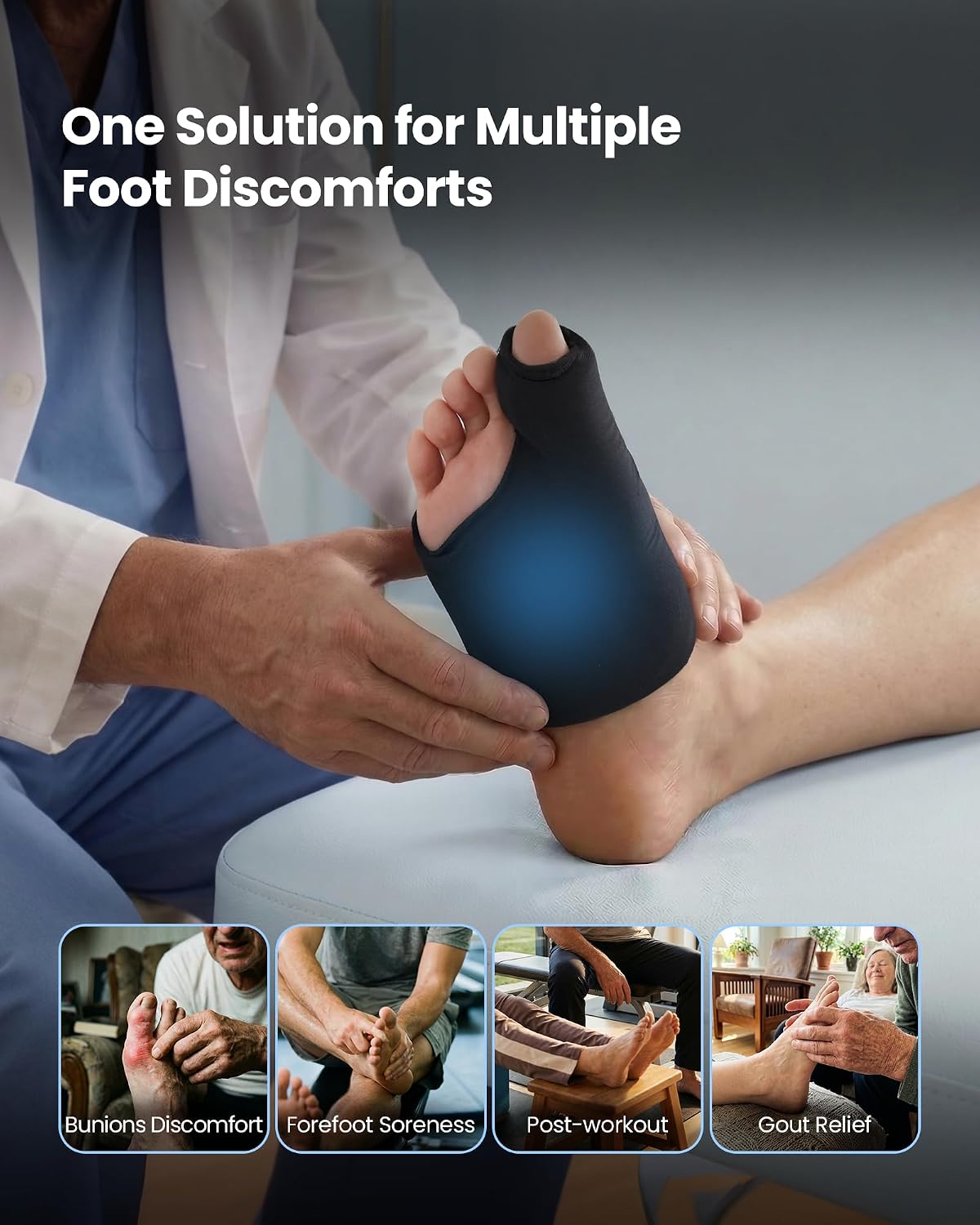 3D Forefoot Ice Pack with Dual-Layer Cooling Gel and Bunion Corrector | Flexible Fit, Enhances Forefoot Cooling, Hot & Cold Therapy, Ball of Foot, Gout Pain Relief, Bunion Hallux Valgus Corrector