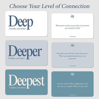 Daily Dopamine Dive Deep Conversation Cards: 105 Questions, 3 Levels for Self-Reflection, Connection & Visualization - Deep Conversations Card Game for Adults, Teens, Couples, Friends & Coworkers