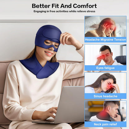 3 in 1 Migraine Relief Cap Neck Ice Pack Wrap Gel and Ice Eye Masks, Detachable Ice Caps with Eyes Masks, Hot and Cold Therapy for Relief of Headaches, Stiff Neck and Eye Fatigue (Purple)