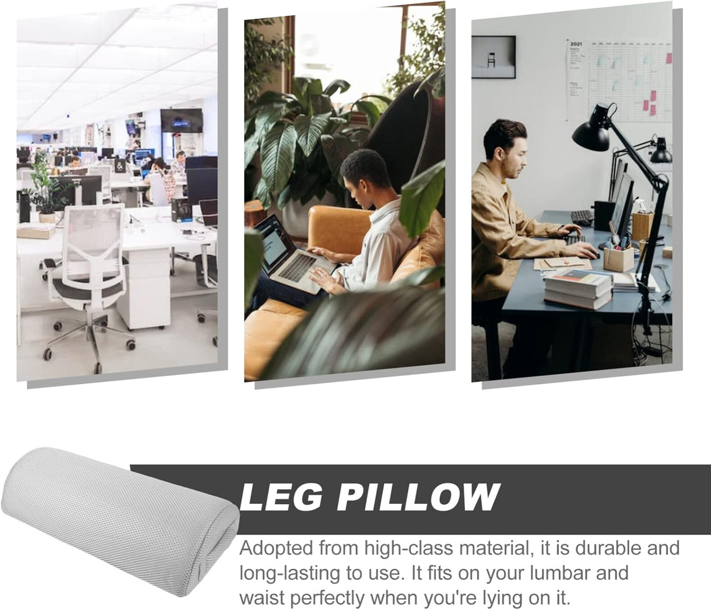 Knee Leg Pillow for Sleeping, Half Moon Bolster Pillow Memory Foam Pillows Lumbar Support Footrest Cushion for Back Hip Ankle Semi Roll Grey
